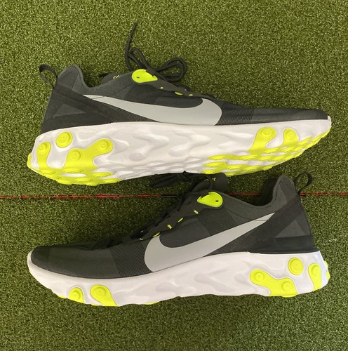 Nike React Element 55 Men's Shoes Black Grey Volt Size 14 Bq6166 001 New - Picture 3 of 9
