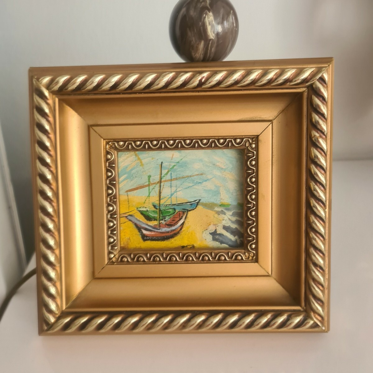 Zara Home cuadro BARCOS marco dorado shabby deco Gold Rahmen Bild