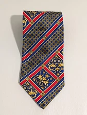 V2 By Versace Necktie Tie Vintage Silk Italy Red Blue Gold Baroque Rococo