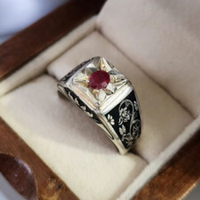 Natural Red Ruby Ring Beautiful Engraved Ring Handmade Sterling Valentine Gift