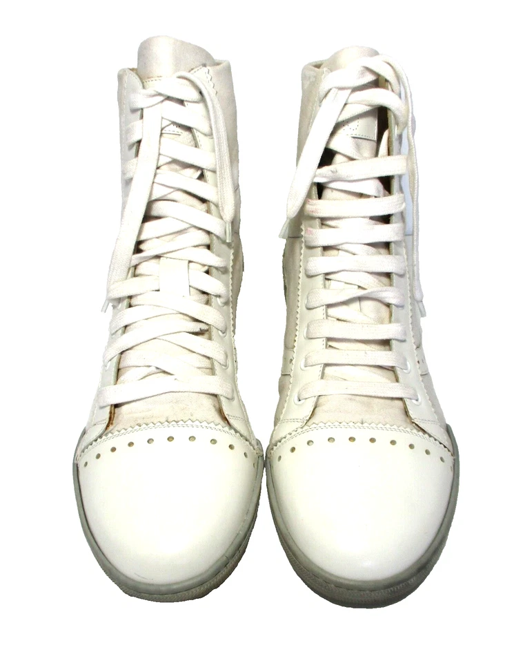 Zapatilla deportiva Marc Jacobs Super Hightop blanca de lona blanca 10 hombres con cordones Foto 3 de 4