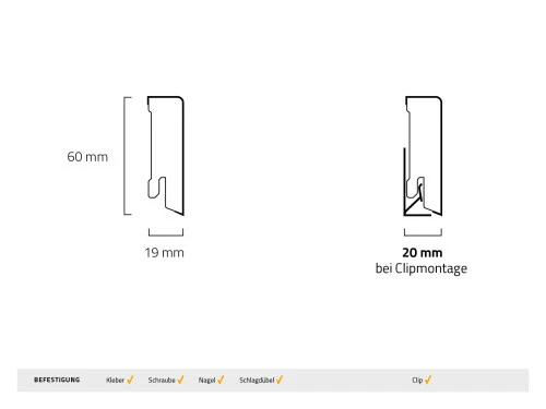 MDF Feuchtraum Sockelleiste ExPress Modern (19x60mm) - Bild 2 von 3