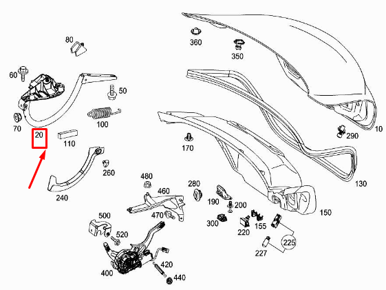 MERCEDES-BENZ C W205 Rear Left Trunk Lid Hinge A2057500328