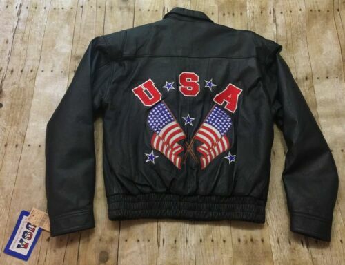 90S Yankees G-Iii Sports Leather Stadium Jacket/Vintage Men