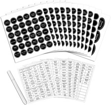 771 Printed Spice Jar Labels with Extra Write-On Labels, Pantry Stickers and Cha