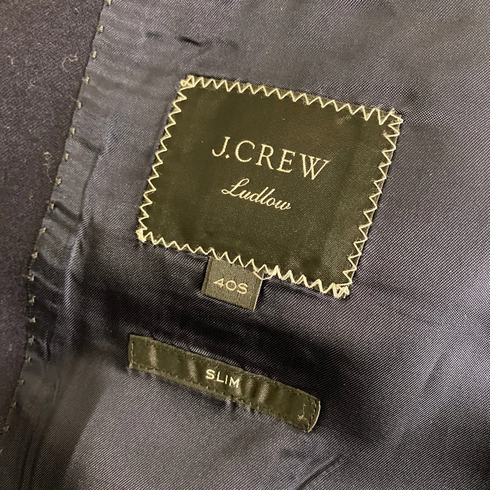 J Crew Ludlow Blazer Suit Jacket 40S Slim Fit Navy Wool Vitale Barberis Canonico - Image 4 of 4