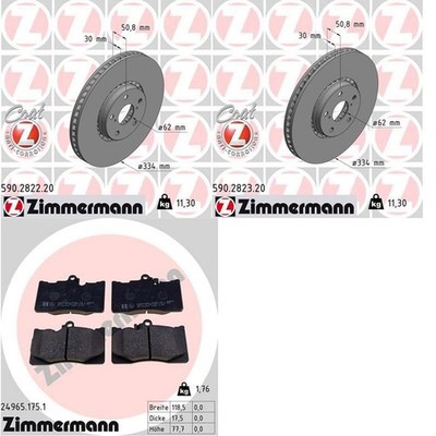 ZIMMERMANN BREMSSCHEIBEN 334mm + BELÄGE VORNE passend für LEXUS GS + IS + RC