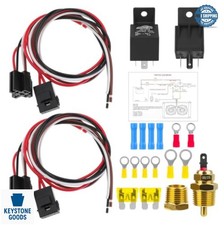 Dual Electric Fan Relay Kit 40a 12v Waterproof Thermostat Switch 185 175 Wiring Dual Electric Fan Relay Kit 40a 12v Waterproof Thermostat Switch 185 175 Wiring