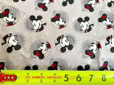 6 Yards Smiling Minnie  Mickey Mouse Cotton Fabric Disney Springs Classic