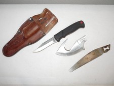 Vintage Kershaw 1098L Alaskan 3 Multi Blade Trader Knife w/ Leather Sheath