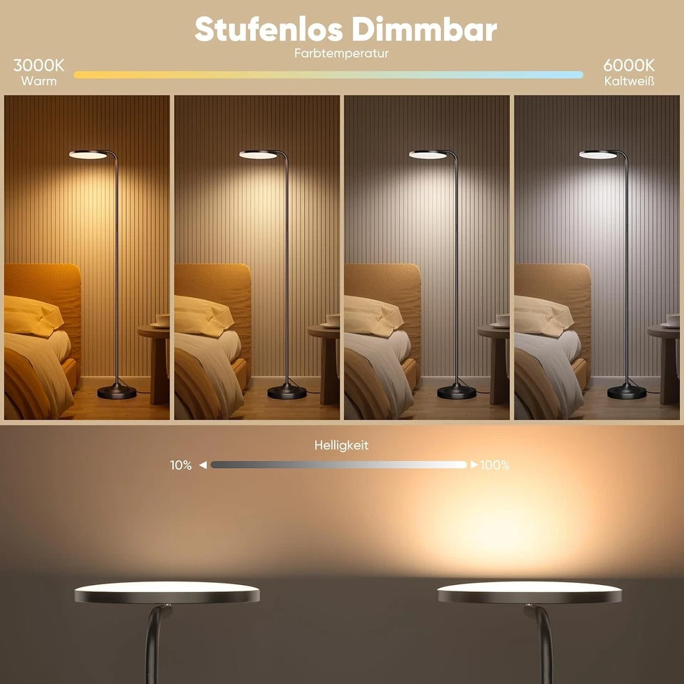 Stehlampe Dimmbar 36W 3000K-6000K LED Deckenfluter Drehbar für Wohnzimmer Büro - Bild 4 von 4