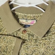 Tommy Bahama Floral Polo Shirt Men's Large Silk Blend Green Preppy Short Sleeve