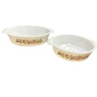 Vintage Fire King Anchor Hocking set of 2 Casserole Dish Fall Harvest Vegetable