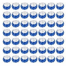 120Pcs Light Blue European Large Hole Beads Rhinestone Big Hole Spacer Beads