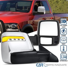 Power Heated Tow Chrome Mirrors Fits 09-18 Ram 2023 Style Led Sequential Signal