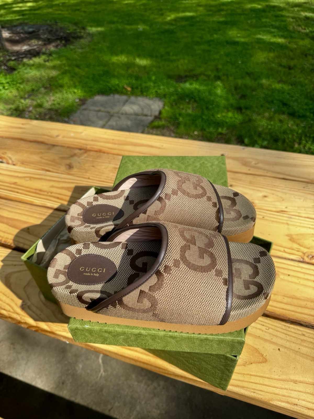 GUCCI GG JUMBO NAPPA CANVAS PLATFORM SLIDE SANDALS image 4