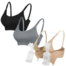 3Pack Pumping-Bra Hands Free Breast Nursing Bra for Breastfeeding Wearable Pa...