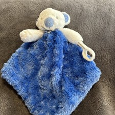Blankets and Beyond Baby Bear Blue White Lovey Security pacifier holder Plush