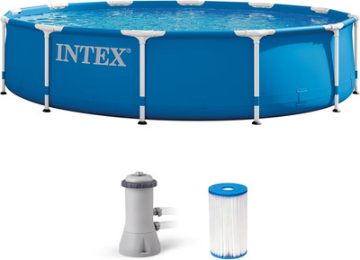 Metal Frame 12 Ft X 30 in above Ground Pool Set, Round Swimming Pool, Blue