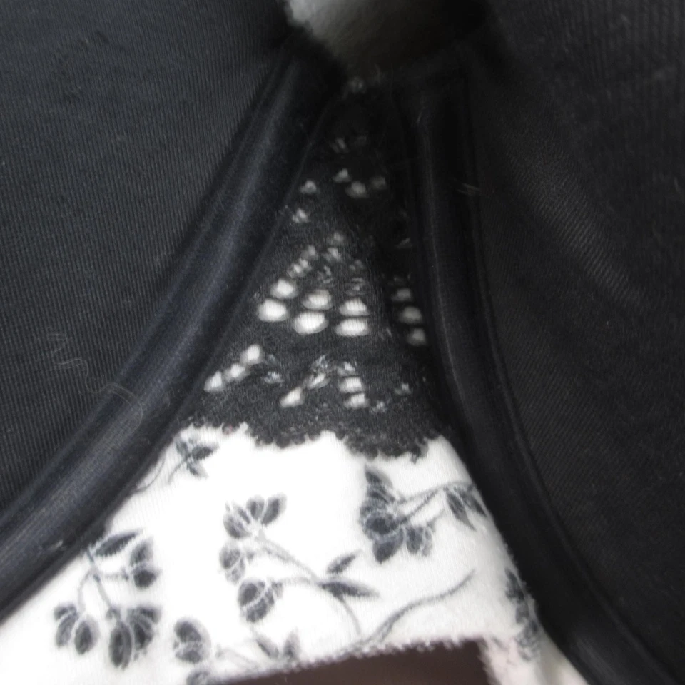 Soma 胸罩女式 40DD 黑色白色可拥抱赛车花边钢圈花卉 — 第 3/4 张图片