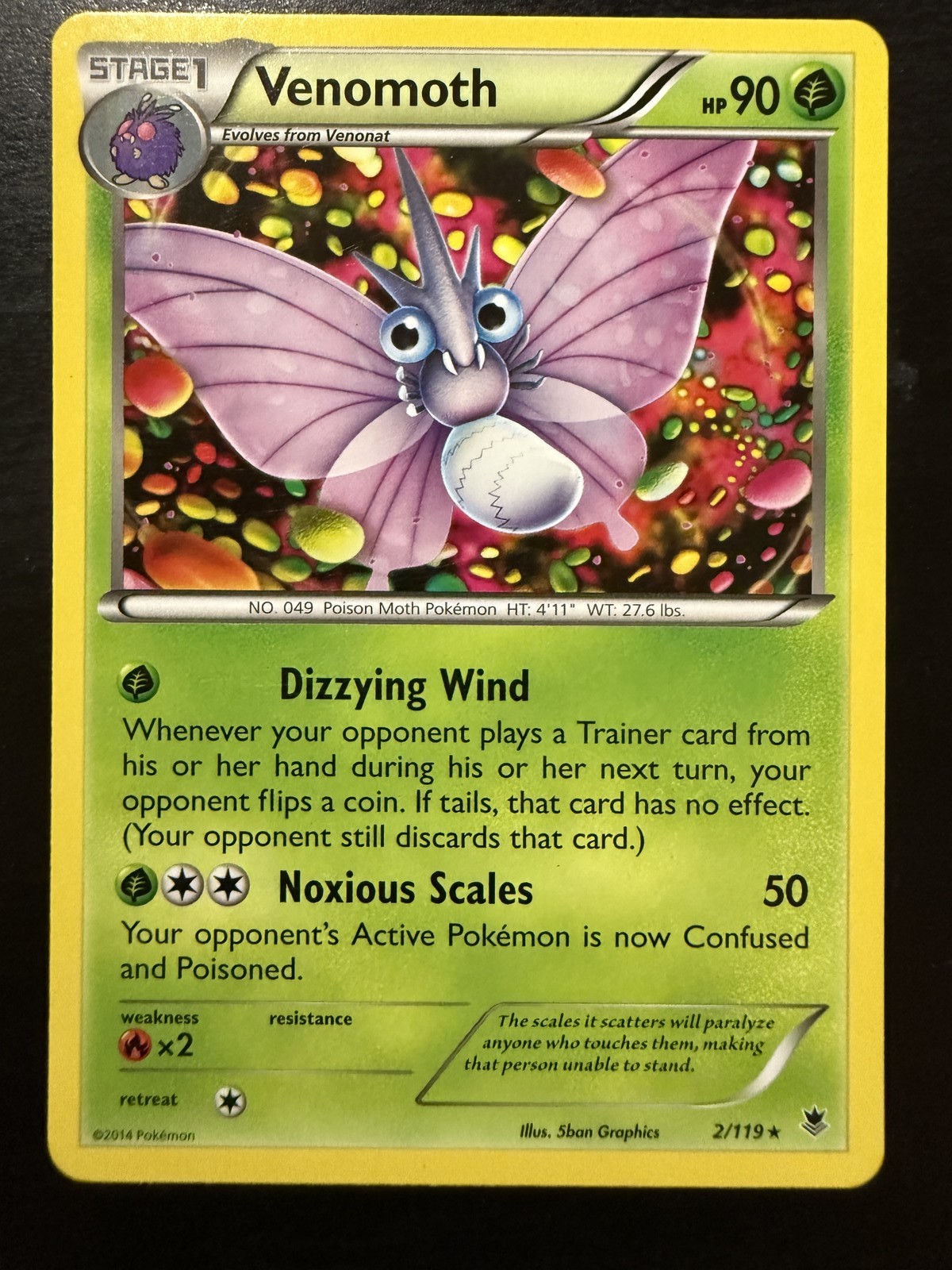 Venomoth 2/119 - XY - Phantom Forces - Rare - Pokemon TCG - LP