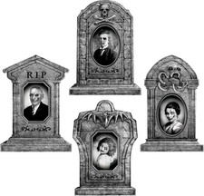Graveyard Tombstones Halloween Decorations - 4pcs Large Gravestones