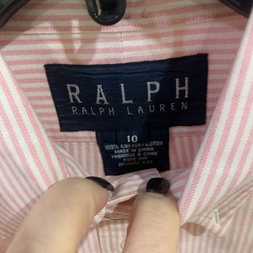RALPH RALPH LAUREN 100% COTTON BOYS STRIPED DRESS SHIRT PINK/WHITE SZ.10 - Picture 8 of 13