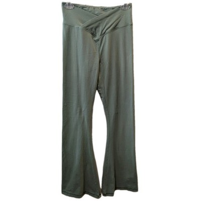 PINK Victoria's Secret Green Crossover Waist Flare Athleisure Leggings Y2K Style