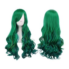 2X(Dark green lady wig dark green long curly wig Long Hair 68CM wig for8297