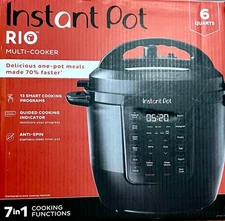 Instant Pot - 6 QT Rio Multi-Cooker Pressure Cooker Black 7 Functions 13 Program