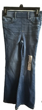 Wonder Nation Girls Core Flare Jeggings Elastic Waist Blue Denim size S 6/6x FX