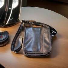 Borsa a tracolla uomo Roncato Patta Panama Nero Utility pelle nera nuova con etichette