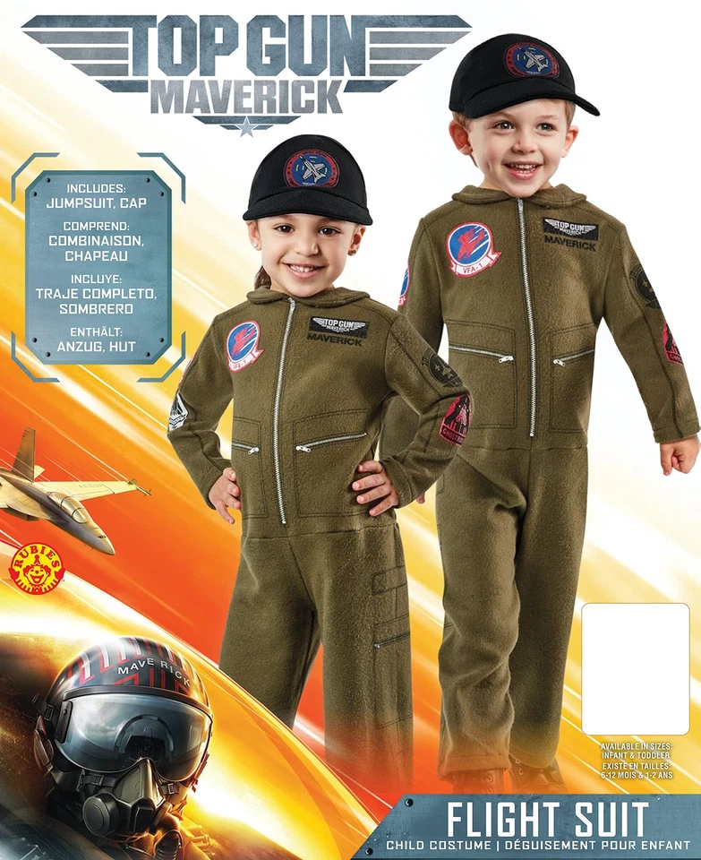 Baby Toddler Top Gun Maverick Fleece Costume Jumpsuit Cap Kids Movie Dress - Image 3 of 4