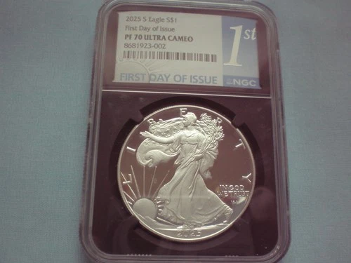 2025 S San Francisco Proof American Silver Eagle NGC PF70 FDOI Has a Spot - L@@K