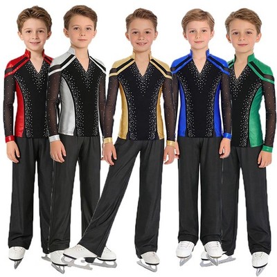 Jungen Outfits Mit Elastic Kostüm Wettbewerbe Tanzbekleidung Akrobatik Langarm