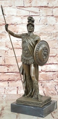 100% Vollmassive Bronzestatue Römischer Soldat Krieger Skulptur Handgemacht