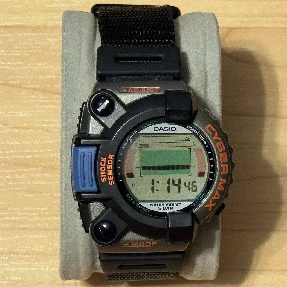 Orologio digitale Casio Cyber Max JG-300 Punch Force gioco raro vintage raro Cybermax - Immagine 2 di 4