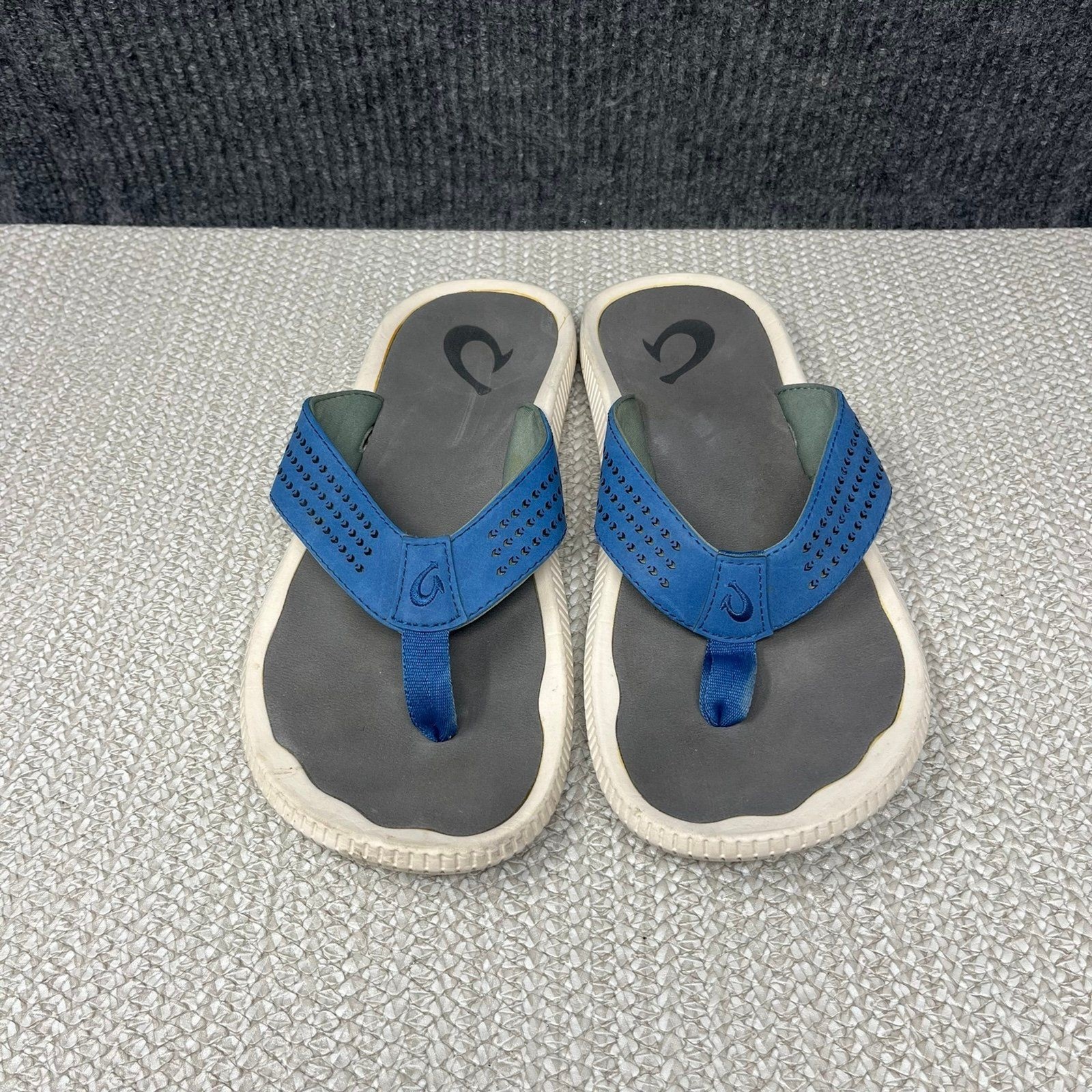 Olukai Ulele Flip Flops Sandals Beach Slate Blue Charcoal Grey Mens US 9