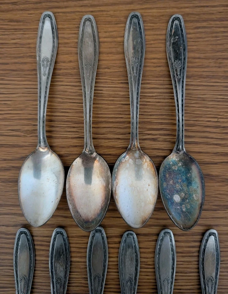 Juego de cucharas y tenedores vintage de diamantes plateados DS patrón de cubiertos florales Foto 4 de 4