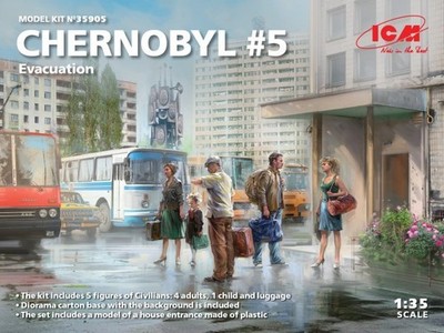 ICM 35905 1/35 Tschernobyl#5. Bergung (4 Erwachsene, 2 Kinder Und Gepäck) (100%