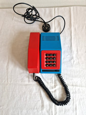 Rot Telefon Tischtelefon Blau vintage 1989 Retro 80er Kunststoff Sammler