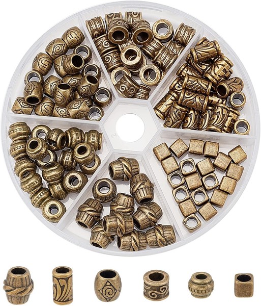 Legierung Perlen 110 StüCk 6 Stile Bronze Antike Dreadlock Perlen FüR Diy-image