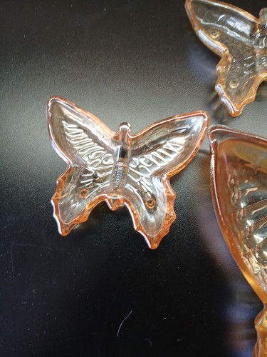 Juego de platos baratija mariposa vidrio carnaval caléndula vintage de Jeannette Glass - Imagen 3 de 10