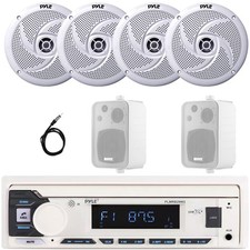 Pyle Marine Audio Bluetooth Receiver, 4x 8'' 320W Speakers, 2x 4" 3-Way Speakers