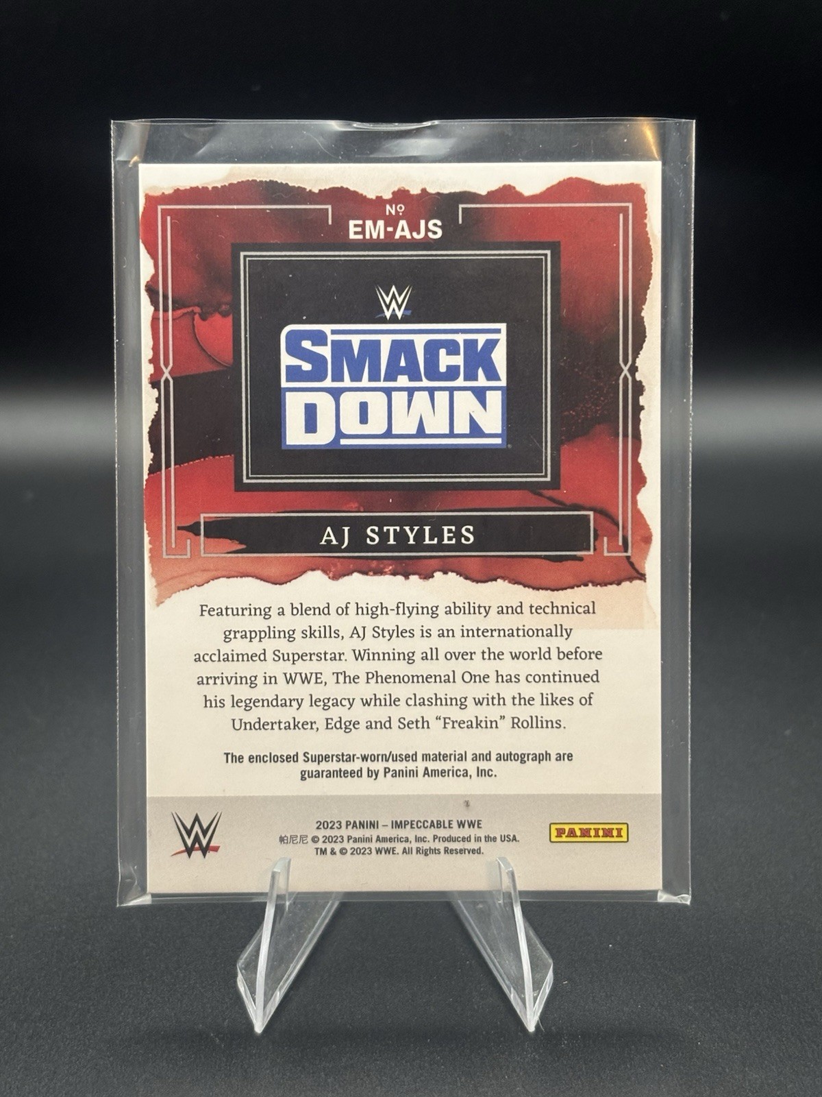 2023 Panini Impeccable WWE AJ Styles Elegance Memorabilia Auto /49  view 2