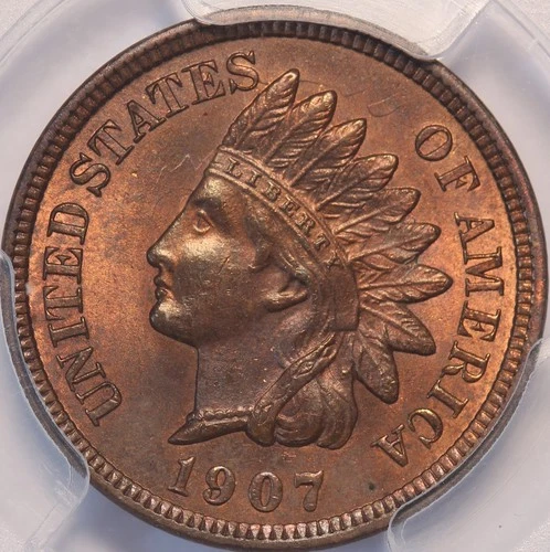 1907 Indian Cent, NGC MS64RB, Very Choice Uncirculated, Sharp Strike, Lustrous!