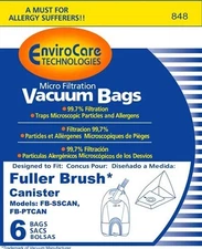 Fits Fuller Brush Canister Vacuum Cleaner Allergy Bag 06155 Model FB-PTCAN #848