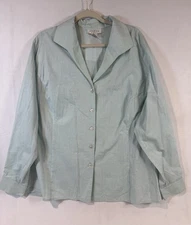 Elana By Tanner Light Green Button Down Long Sleeve Shirt New Retails $160