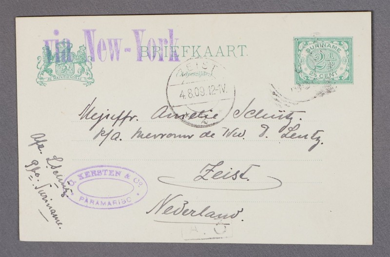 MayfairStamps Suriname 1909 Paramaribo to Zeist Netherlands Stationery Card aaz_