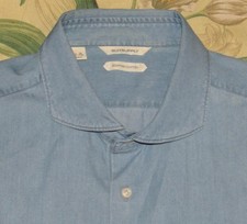 SUITSUPPLY Denim Long Sleeve Button Down Shirt Slim 45 - 17 3/4